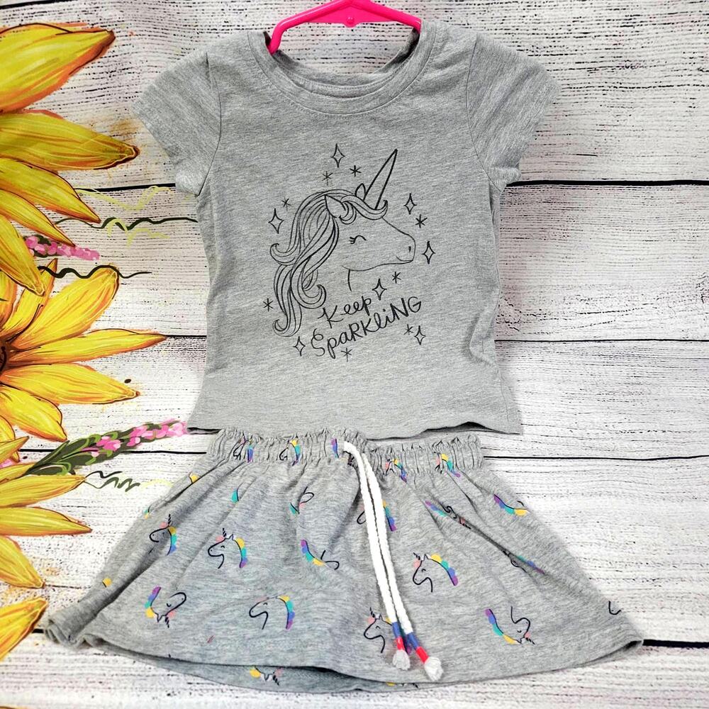 Cat & Jack Unicorn Shirt and Skort Set Size 2T‎